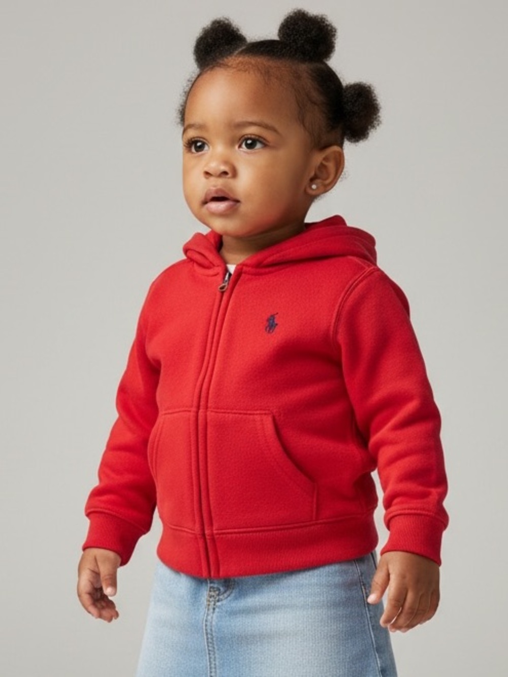 Ralph Lauren Bright Red Kids Hooded Zip-Up Sweatshirt